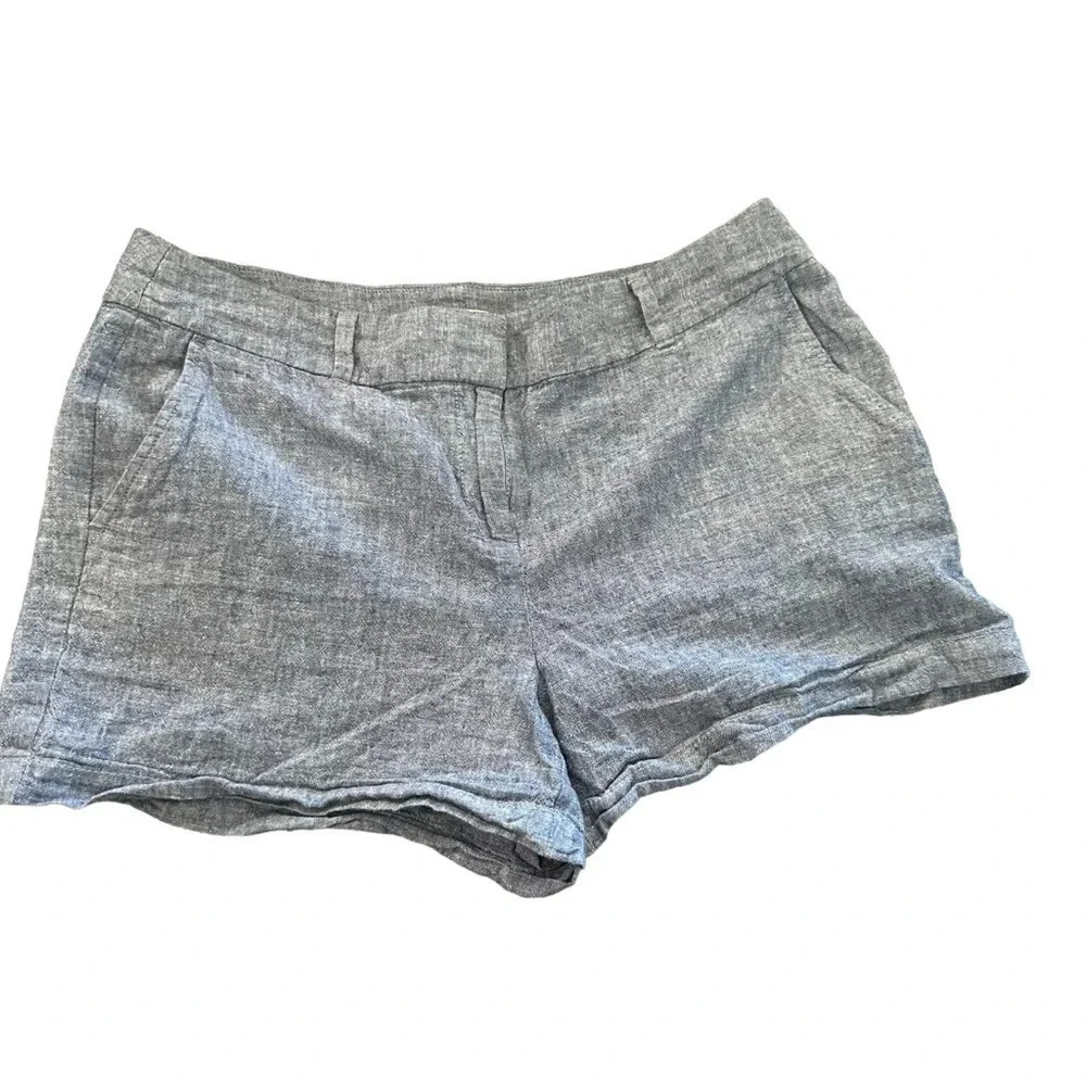Loft women's size 10 linen blend blue shorts 4"